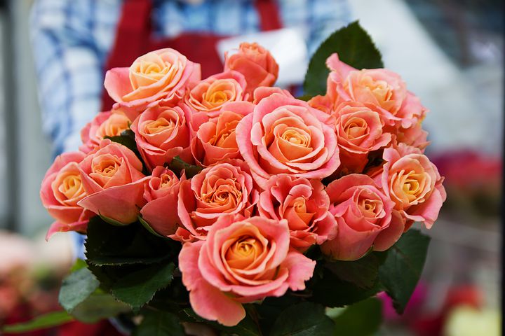 Photo bouquet of beautiful and romantic roses