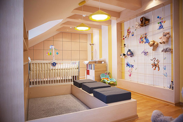 تزیین دیوار اتاق کودک با تور و عروسک