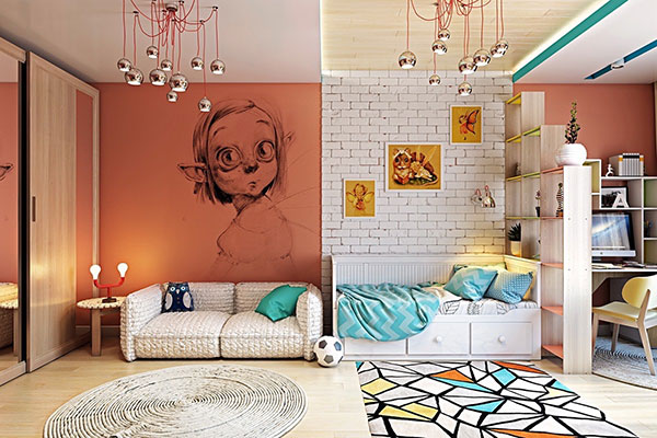طراحی دیوار اتاق خواب کودک
