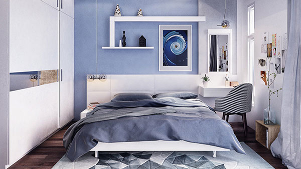 دکوراسیون اتاق خواب به رنگ آبی