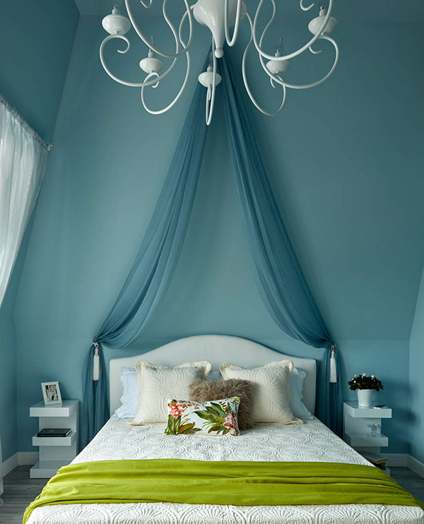 دکوراسیون اتاق خواب به رنگ سبز آبی