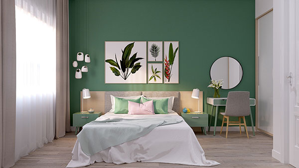 اتاق خواب با رنگ سبز