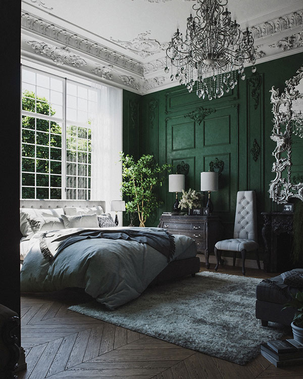 اتاق خواب سبز رنگ