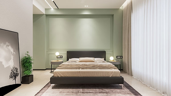اتاق خواب سبز روشن