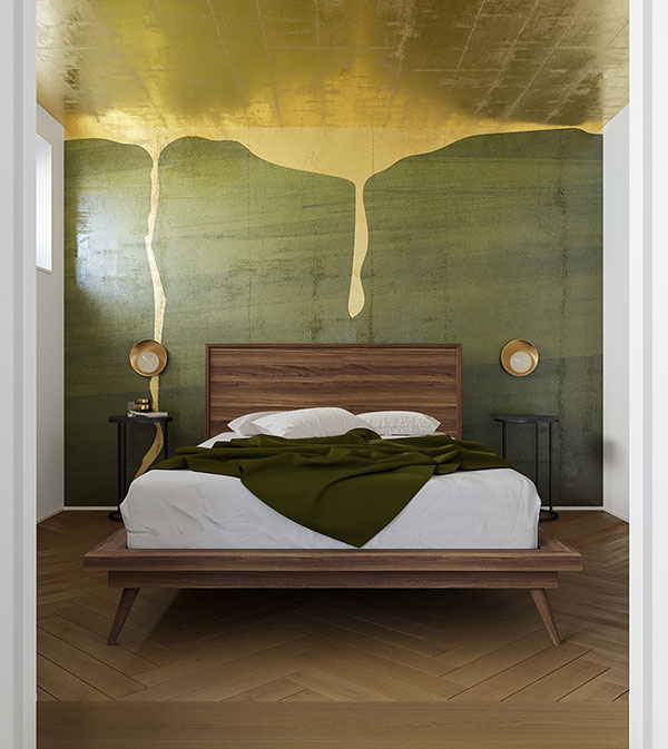 اتاق خواب سبز و طلایی