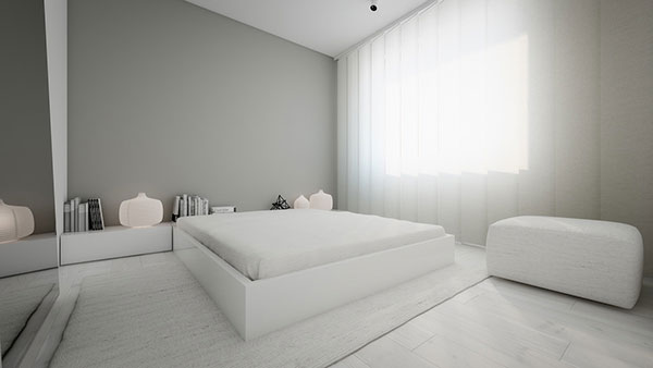 اتاق خواب سفید ساده