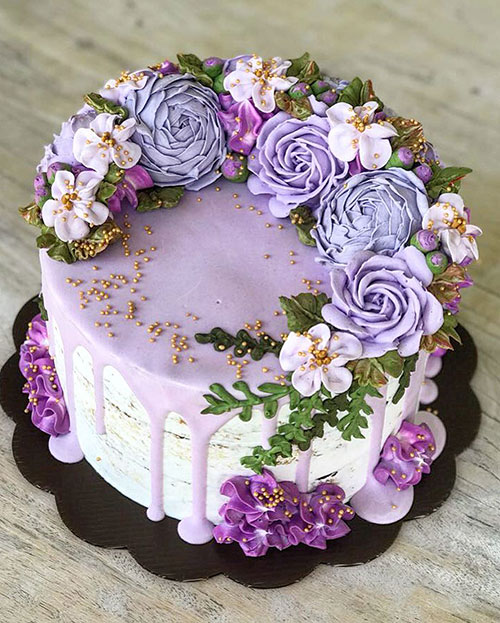 مدل کیک تولد با گل طبیعی