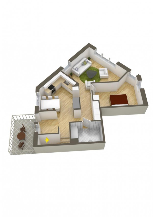 نقشه خانه یک طبقه یک خوابه