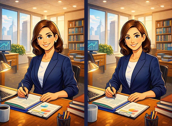 بازی فکری تفاوت تصویر خانم کارمند کجاست؟